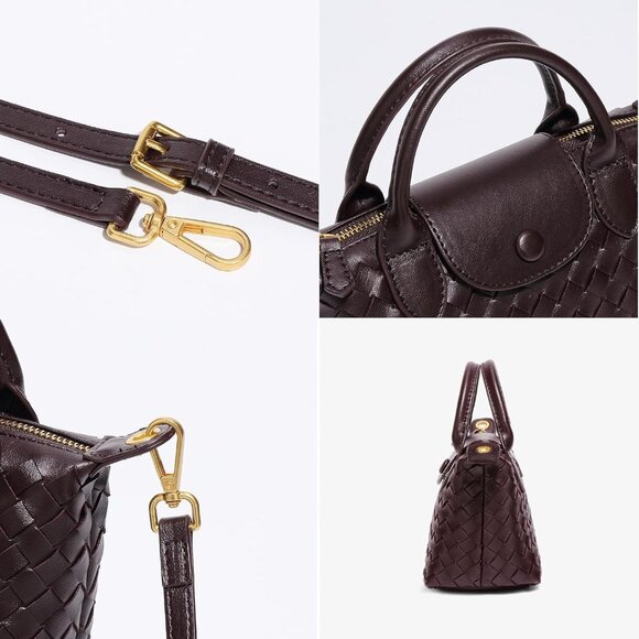 Fashion-Forward Mini Braided Leather Satchel - Lightweight & Versatile Design - Picture 7 of 7